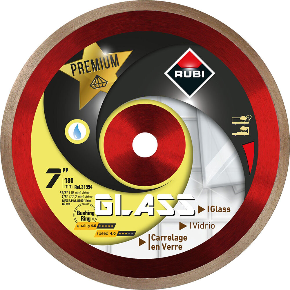 Rubi Tools 7 Inch Premium Continuous Rim Diamond Blade for Glass, large image number 1