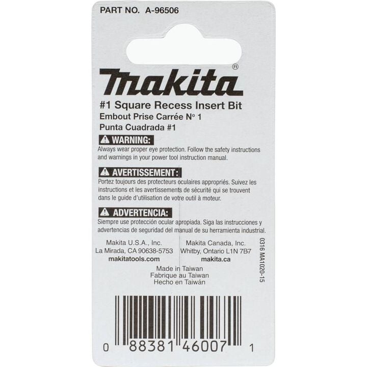 Makita Impact X #1 Square Recess 1 Insert Bit 2/pk, large image number 3