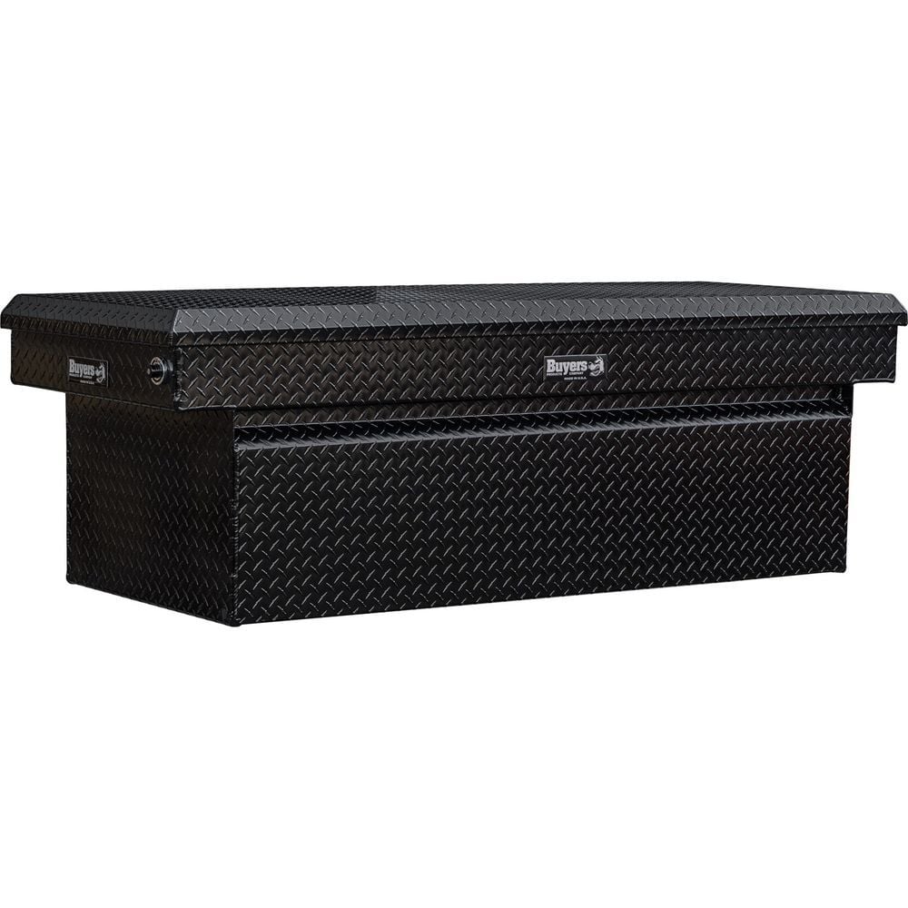 Buyers Products Company 23 Inch x 27 Inch x 71 Inch Diamond Tread Aluminum Crossover Truck Box, Gloss Black, large image number 1
