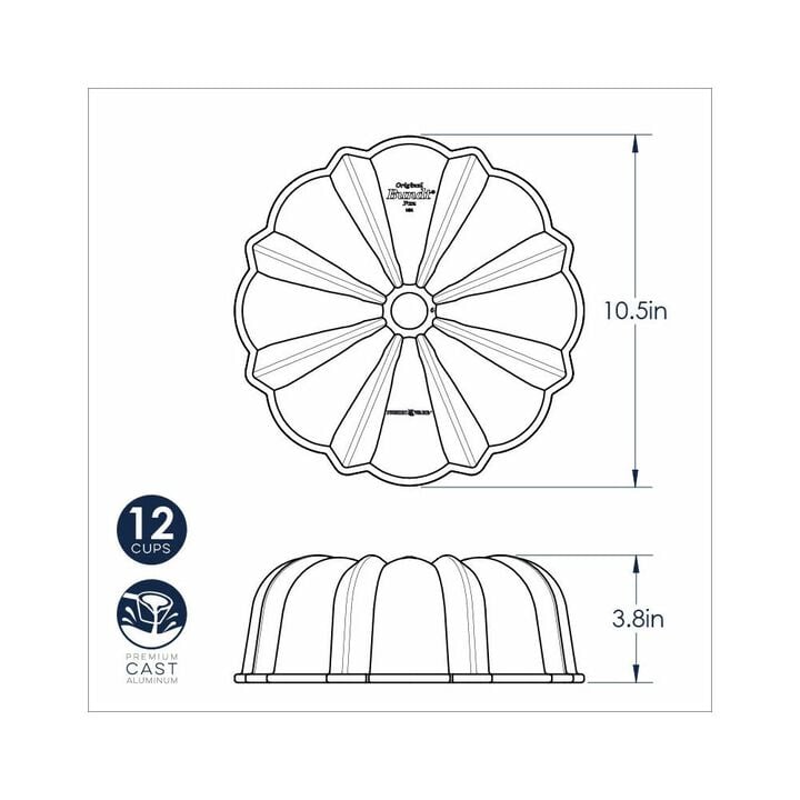 Nordic Ware 10-1/2 Inch Round Cast Aluminum Original ProCast Bundt Pan Graphite, large image number 6