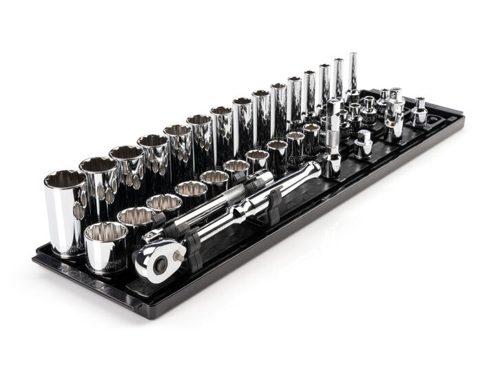 Tekton 3/8 Inch 12 Point Socket and Ratchet Set, 36 Pieces (1/4-1 Inch), large image number 1