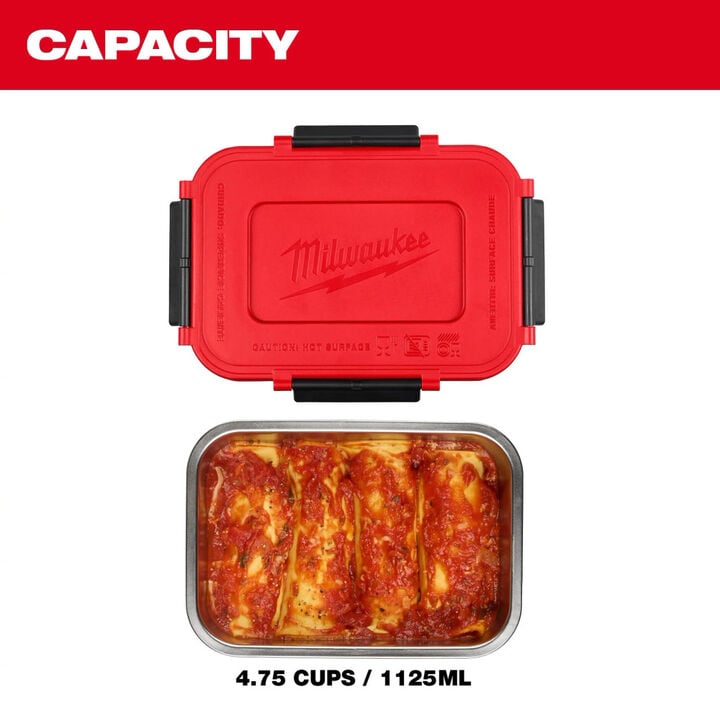 Milwaukee M18 Jobsite Lunch Warmer (Bare Tool) with PACKOUT Compatibility, REDLITHIUM HIGH OUTPUT XC5 Battery and 3 Stainless Steel Container Bundle, large image number 18