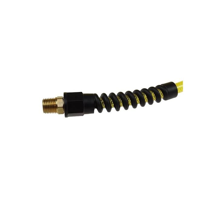 Coilhose 25ft Flexeel Hose, Reusable Strain Relief Fittings, 1/4in MPT, Yellow, large image number 1