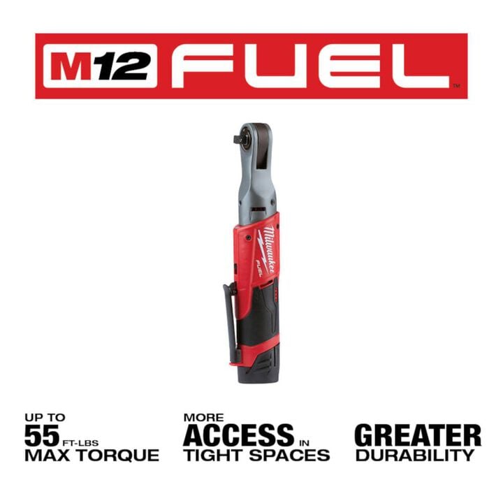 Milwaukee M12 FUEL  Ratchet 2 Battery Kit, large image number 2