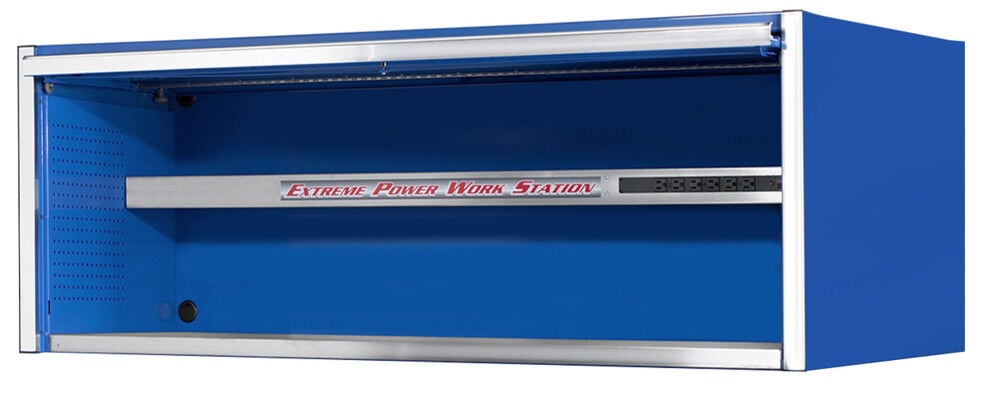 Extreme Tools 72in Blue Power Workstation Hutch with Chrome – EX7201HCQBLCR
