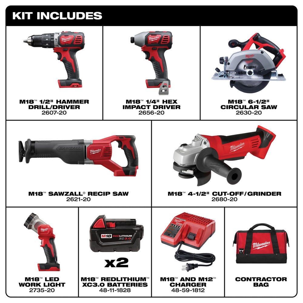 Milwaukee M18 Cordless Lithium-Ion 6-Tool Combo Kit, large image number 6