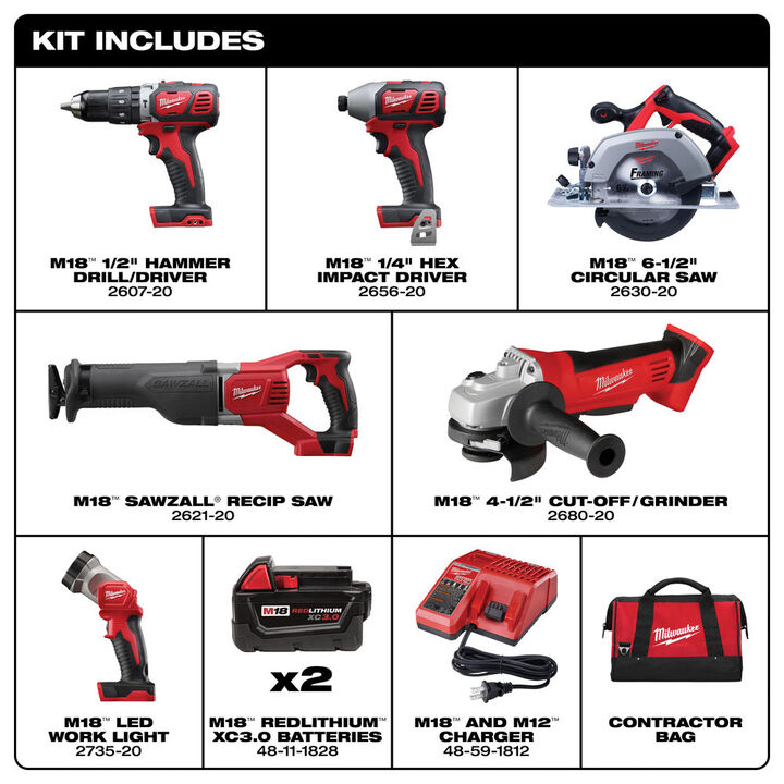 Milwaukee M18 Cordless Lithium-Ion 6-Tool Combo Kit, large image number 5