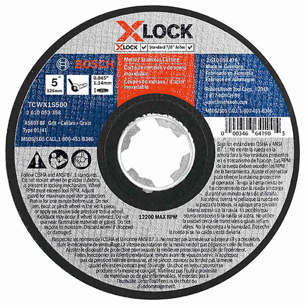5 In. x .045 In. X-LOCK Arbor Type 1A (ISO 41) 60 Grit Fast Metal/Stainless  Cutting Abrasive Wheel