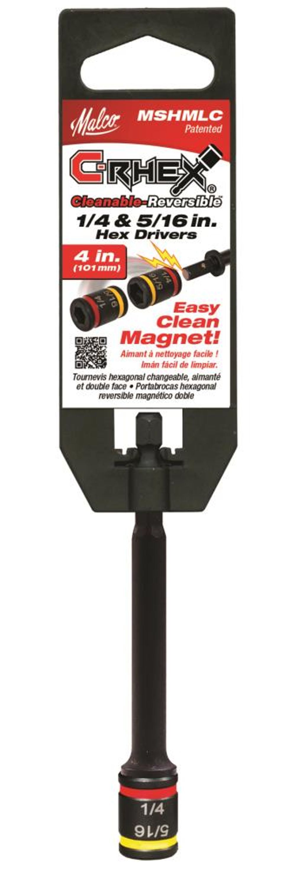 Malco Products 4in Cleanable Reversible Hex Chuck Driver 3/8 & 5/16, large image number 3