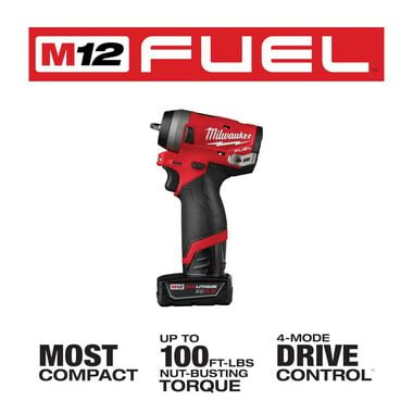 Milwaukee M12 FUEL Stubby 1/4 in. Impact Wrench Kit, large image number 2