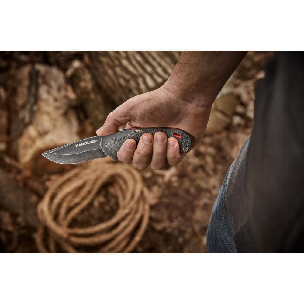 Milwaukee 3.5 in. HARDLINE Smooth Recurve Drop Point Blade Pocket Knife, large image number 13