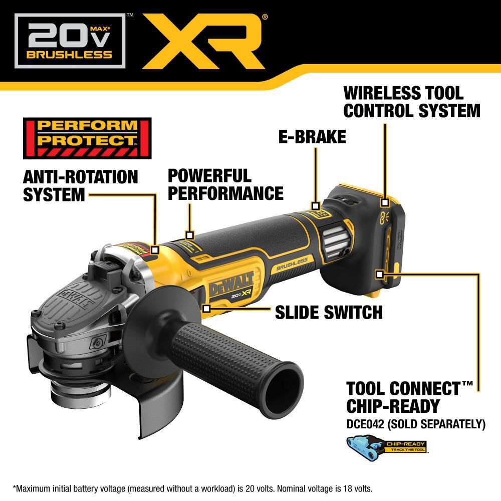 DEWALT 20V MAX XR 4 1 2 Inch 5 Inch Grinder Bare Tool DCG411VSB Acme Tools
