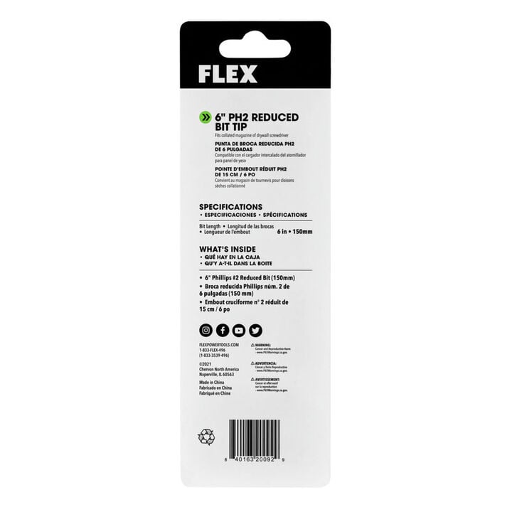 FLEX 6in Phillips Bit For Collated Attachment 5pk, large image number 1