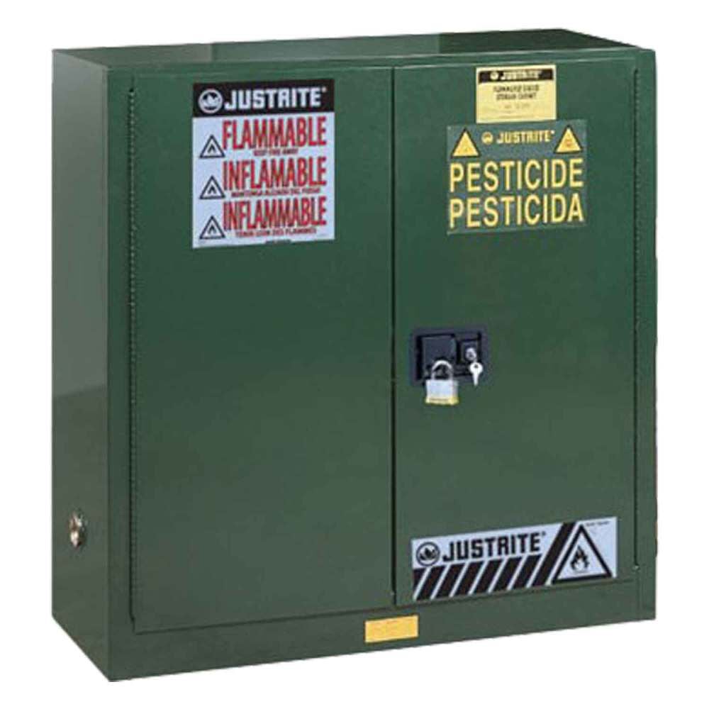 Justrite 30 Gallon Green Manual Close Safety Cabinet, large image number 1