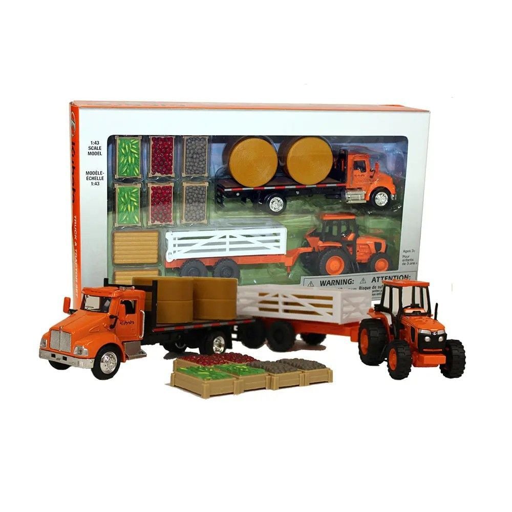 Kubota 1:43 Scale Miniature Toy Truck & Tractor Set, large image number 2
