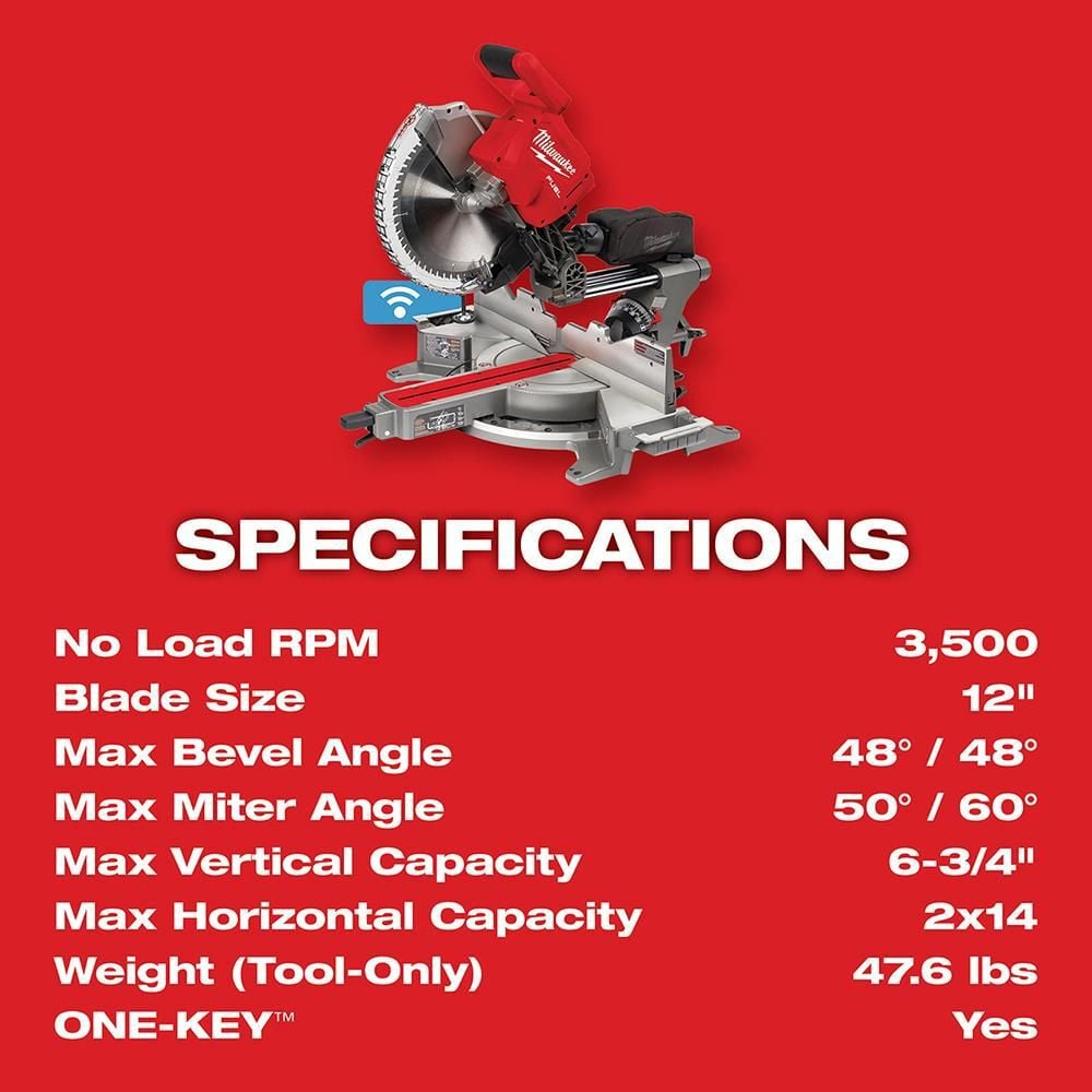 Milwaukee M18 FUEL 12inch Dual Bevel Sliding Compound Miter Saw - Kit, large image number 8