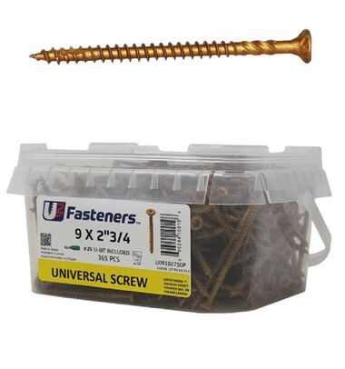U2 Fasteners Universal Screw, 9 Inch x 2-3/4 Inch, 365ct
