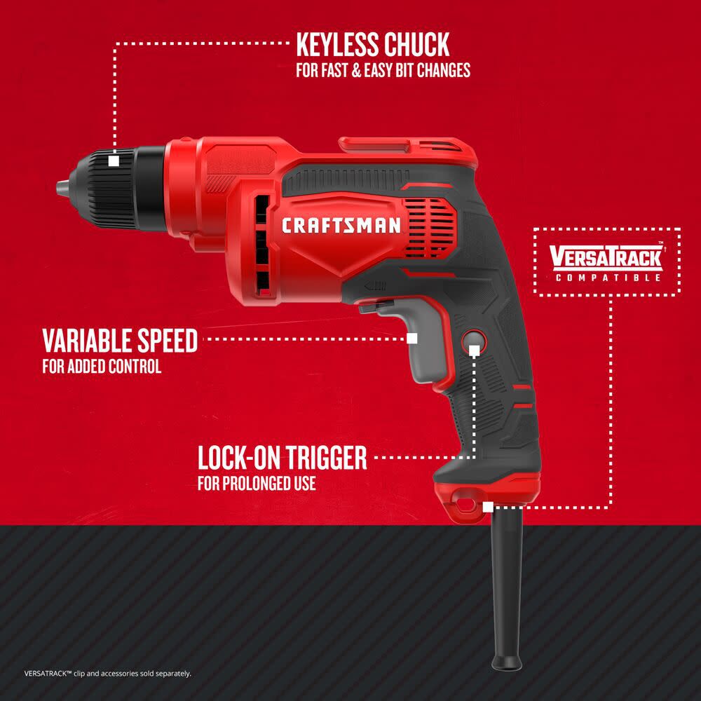CRAFTSMAN 3/8 Inch Electric Drill/Driver (7 Amp), large image number 2