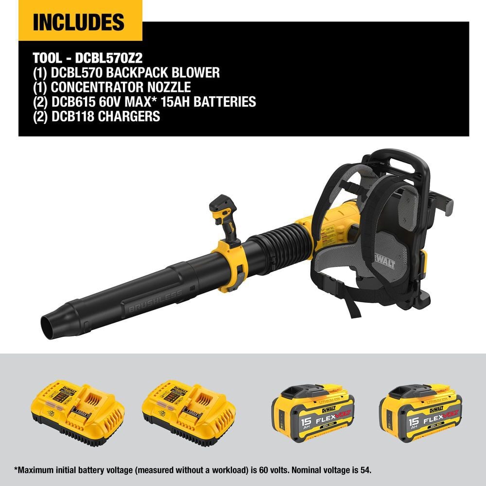 DEWALT 60V Backpack Blower 15 Ah Kit, large image number 2