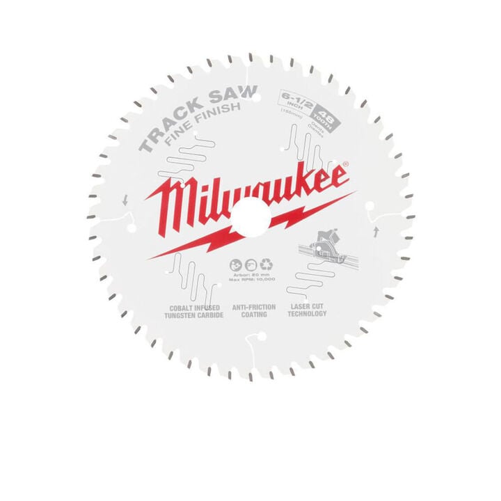 Milwaukee 6 1/2inch 48T Fine Finish Track Saw Blade, large image number 1