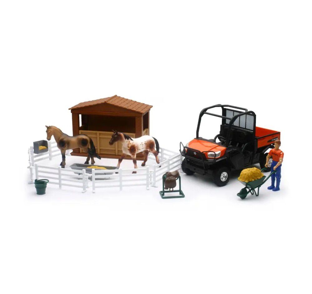 Kubota RTV-X1120D 1:18 Scale Miniature Toy Vehicle Playset with Horses – 77700-08699
