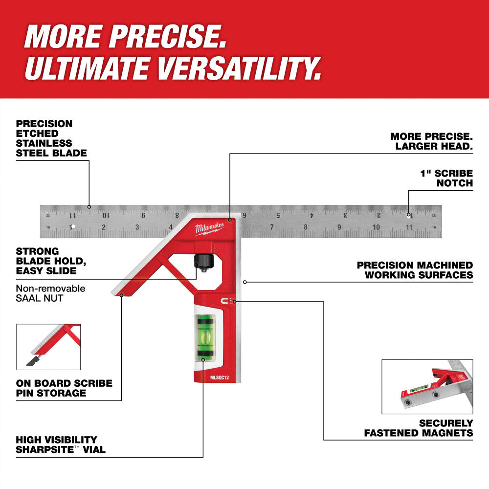 Milwaukee 12 Inch Magnetic Combination Square, large image number 2