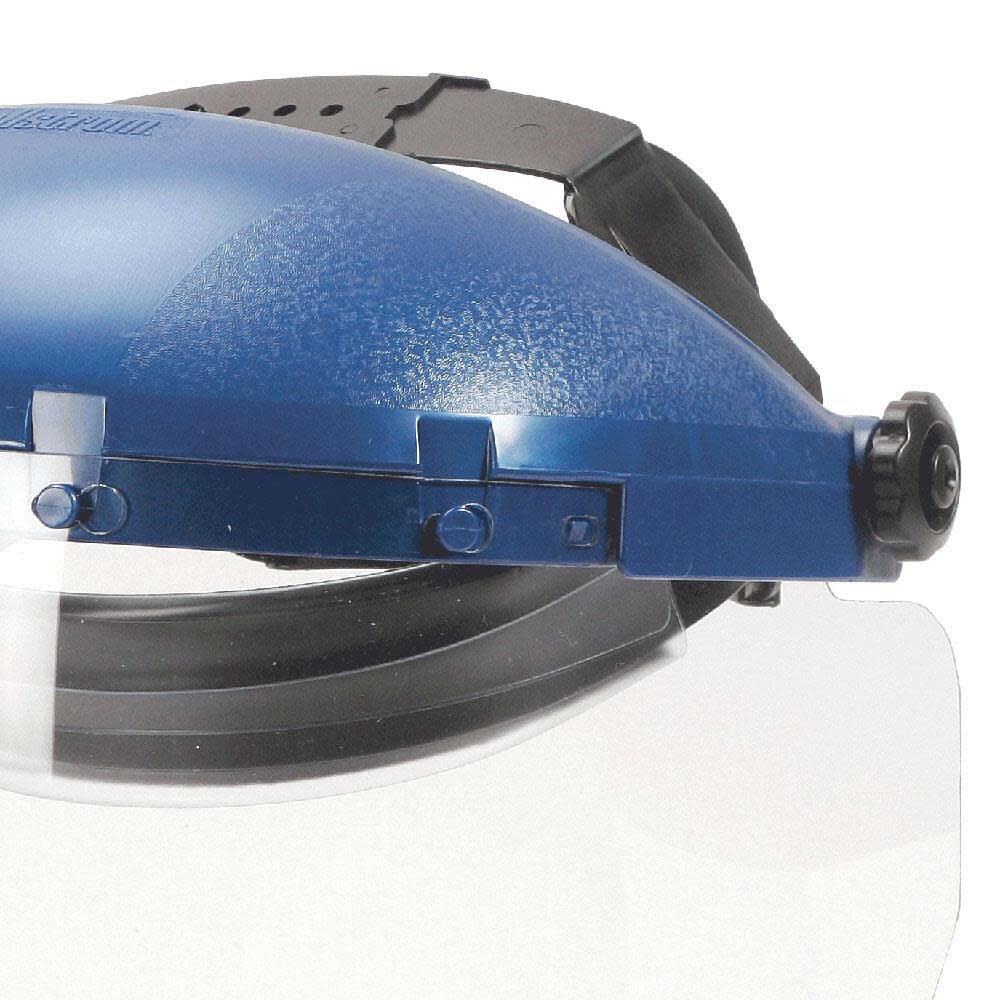 Sellstrom Dual Crown Safety Face Shield with Ratchet Headgear Clear Tint Uncoated Blue Crown, large image number 4