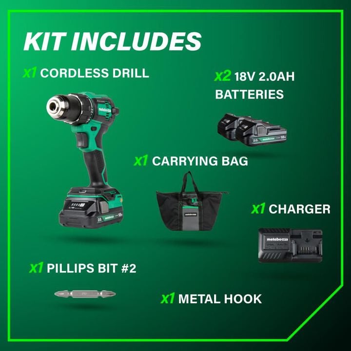 Metabo HPT 18V MultiVolt Cordless Brushless Hammer Drill Kit (2 x 2.0Ah), large image number 4