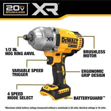 DEWALT 20V MAX XR 1/2in Impact Wrench with Hog Ring Anvil (Bare Tool), large image number 5