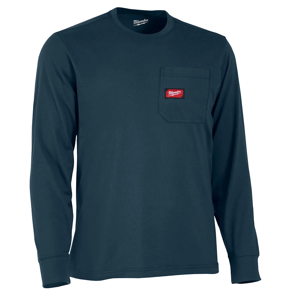 Milwaukee GRIDIRON Pocket T-Shirt Long Sleeve Blue Size Small - 606BL-S