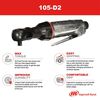 Ingersoll Rand 1/4 Inch Air Ratchet Wrench, 25 Ft-Lb, 250 RPM, small image number 3