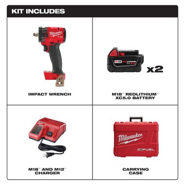 Milwaukee M18 FUEL 1/2 Compact Impact Wrench with Friction Ring Kit, large image number 1