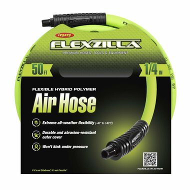 Flexzilla Air Hose 1/4in x 50' ZillaGreen with 1/4in MNPT ends, large image number 1