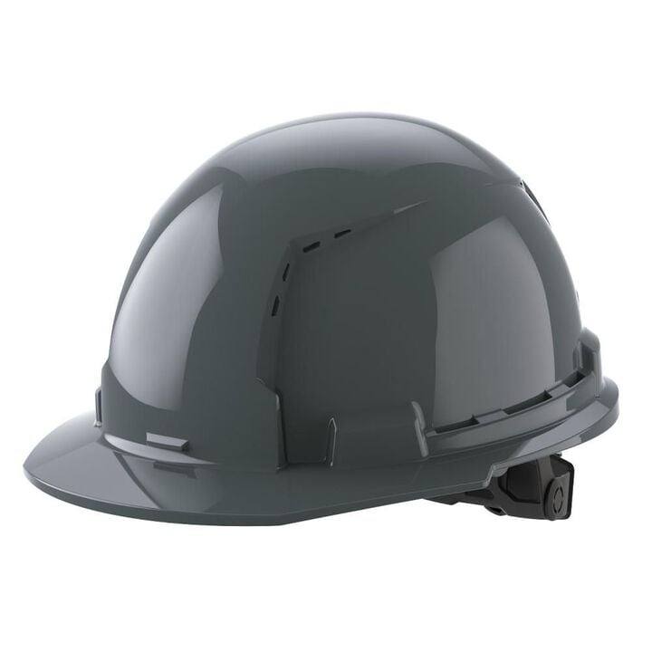 Milwaukee White Front Brim Vented Hard Hat with 6pt Ratcheting Suspension Type 1 Class C Gray