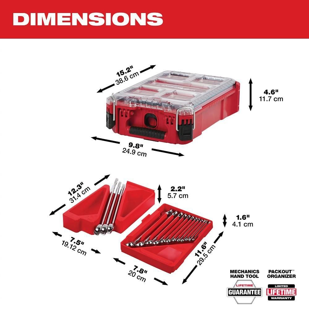 Milwaukee SAE Combination Wrench Set with PACKOUT Compact Organizer 15 Piece, large image number 7