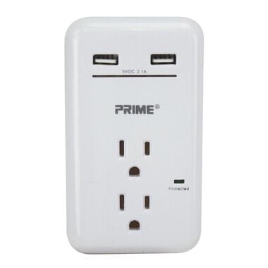 Prime 3 Prong 2 Outlet with 2 Port USB Charger