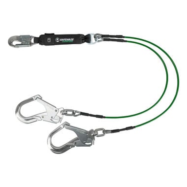 Safewaze Leading Edge 6 Ft. Energy Absorbing Lanyard: Dual Leg, Alu Swivel Rebar Hooks