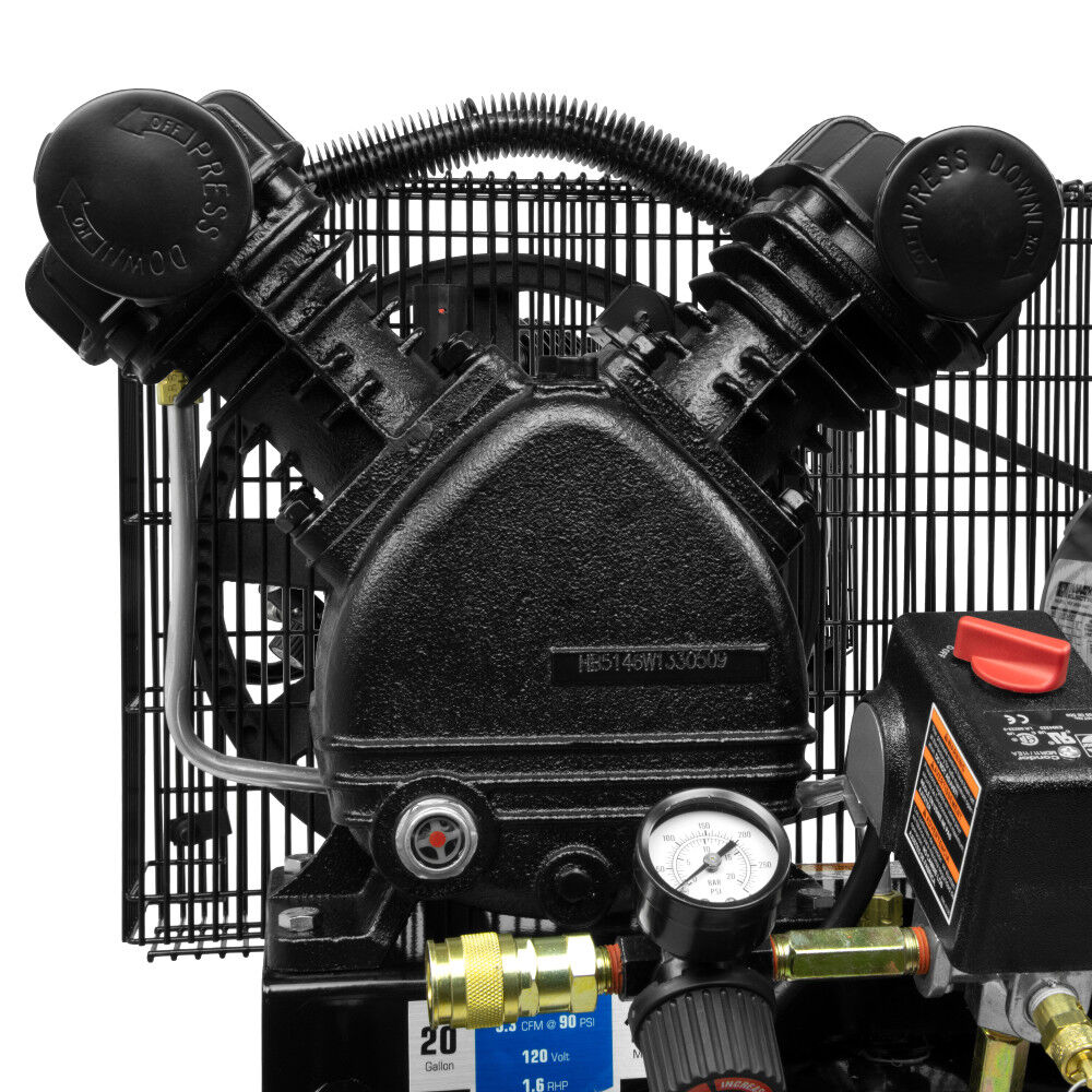 Industrial Air Compressor 1.6 HP 20 Gallon Portable Cast Iron Belt Drive, large image number 5