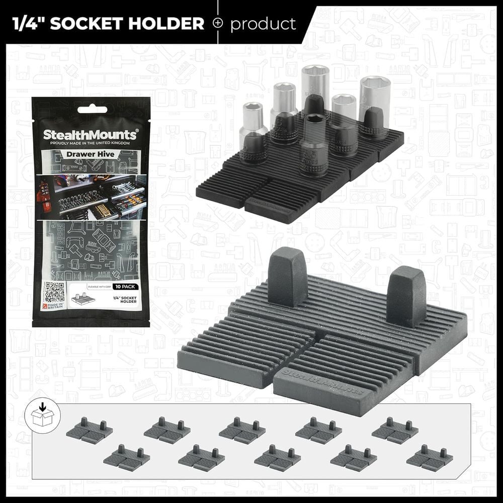 Stealthmounts 1/4 Inch TPE Drawer Hive Socket Holder, Black, 10 Pieces, large image number 7