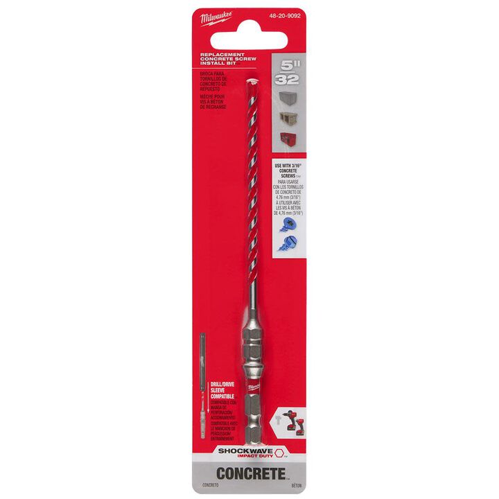 Milwaukee 5/32inch x 6inch SHOCKWAVE Carbide Hammer Drill Bit for Concrete Screws, large image number 8
