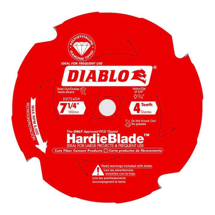 Diablo Tools 7-1/4 inch x 4 Tooth TCG PCD Fiber Cement Cutting Circular Saw HardieBlade with 5/8 inch Diamond Arbor, large image number 0