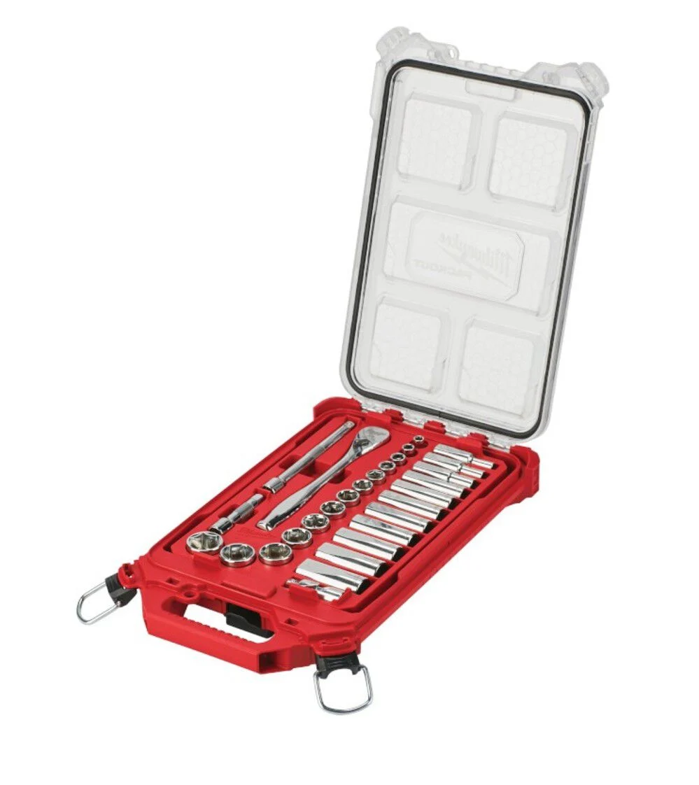 Milwaukee 3/8in 28 Pc Ratchet & Socket Set with PACKOUT Organizer, large image number 1