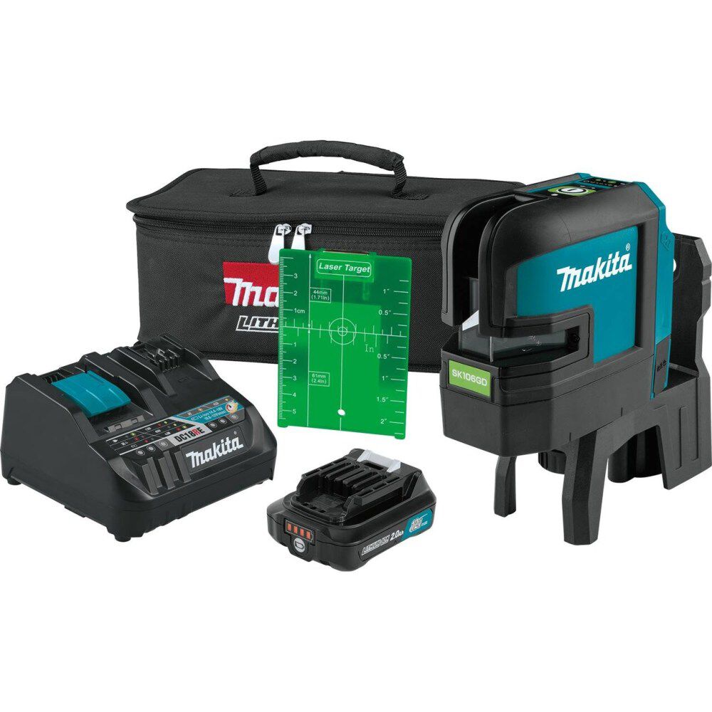 Makita 12V max CXT Self-Leveling Cross-Line/4-Point Green Beam Laser Kit, large image number 1