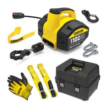 Champion Power Equipment Portable 120V 1100lb Electric Winch Kit with Pulling and Lifting Capability