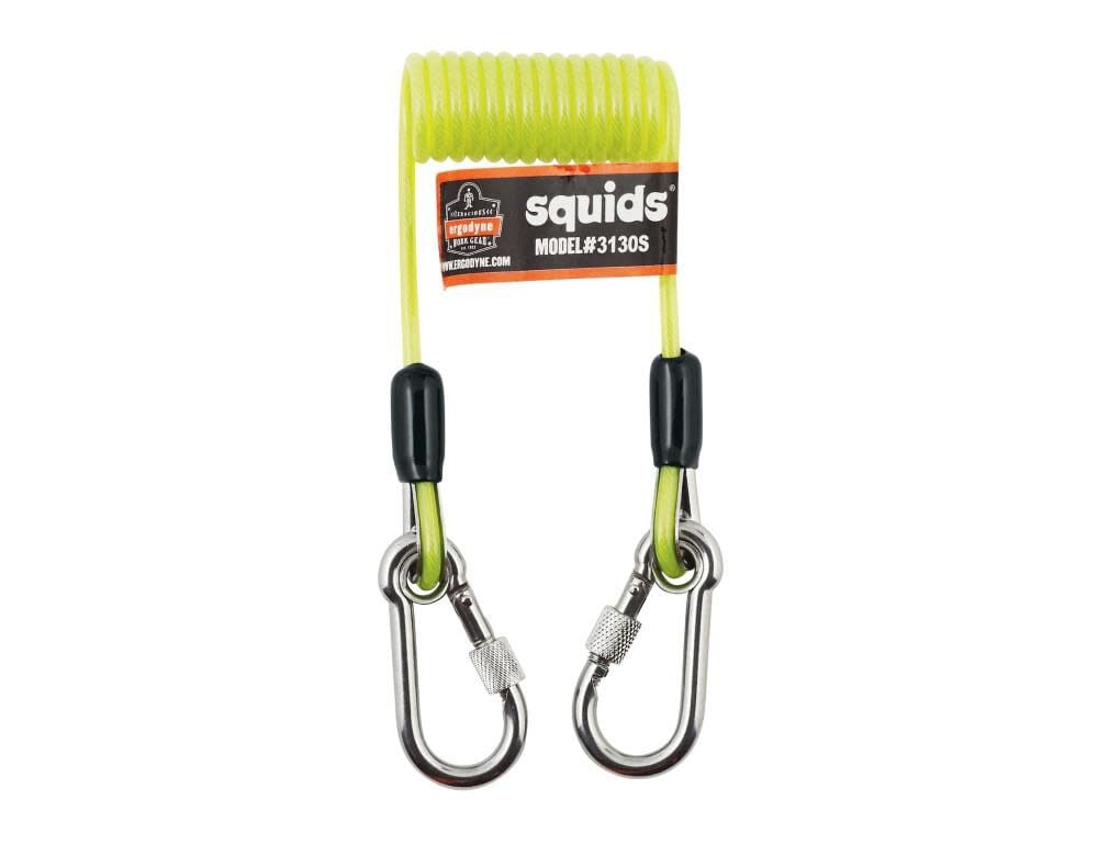 Ergodyne Squids 3130S Lime Coiled Cable Lanyard – 2Lb – 19130