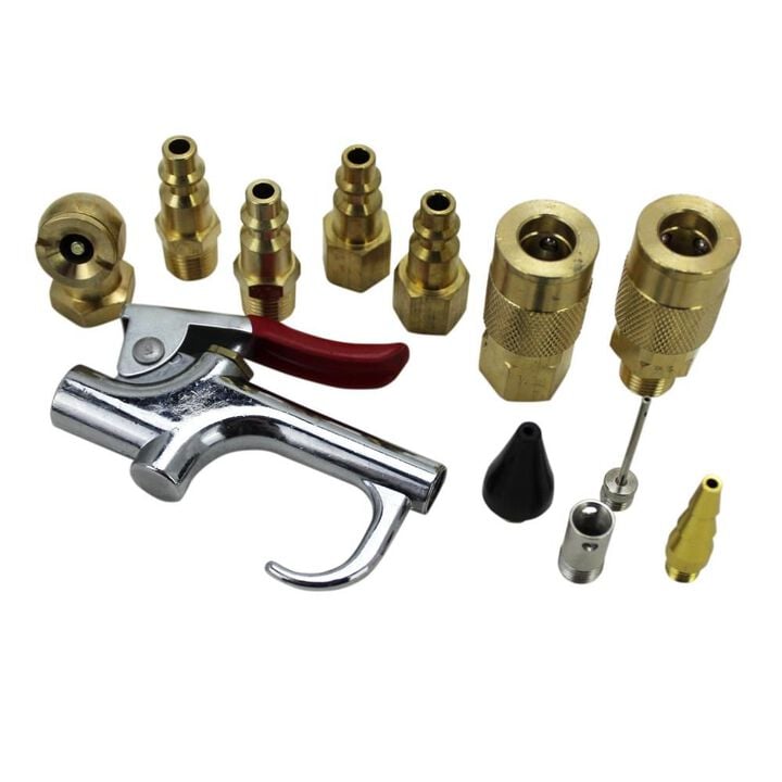 Milton EXELAIR EX0312BKIT - Blow Gun and Air Accessory Kit - Safety adapter Nozzle Tips Inflator Needle Ball Foot Air Chuck and M-Style Couplers/Plugs - 150 Max PSI (12-Piece), large image number 0