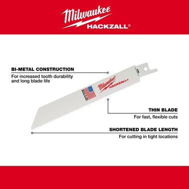 Milwaukee 6 in. M12 HACKZALL 40 PVC Bi-Metal Blade, large image number 4