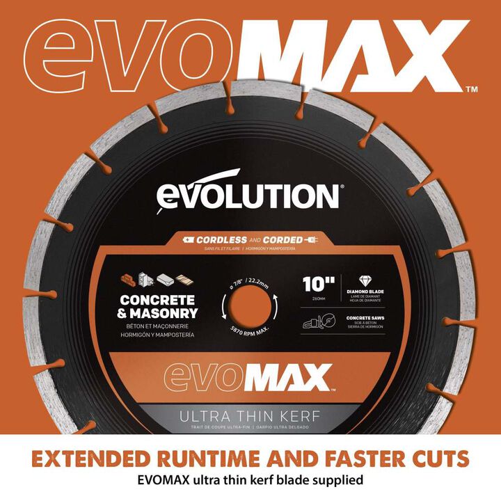 Evolution Power Tools R10DCT-Li 10 Inch Concrete Saw Kit with 8Ah Batteries, large image number 5