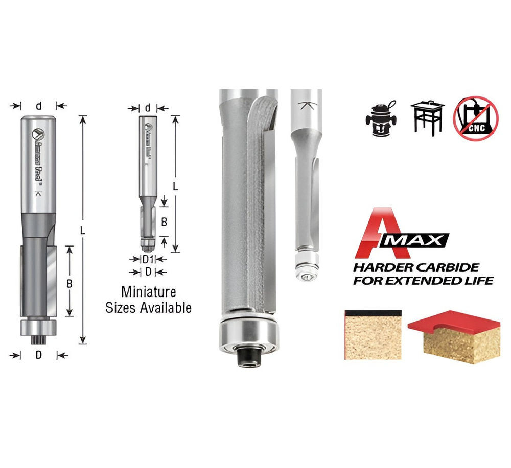 Amana Tool 1/2 x 1 x 3-1/4 Inch Carbide Flush Trim Router Bit, large image number 5