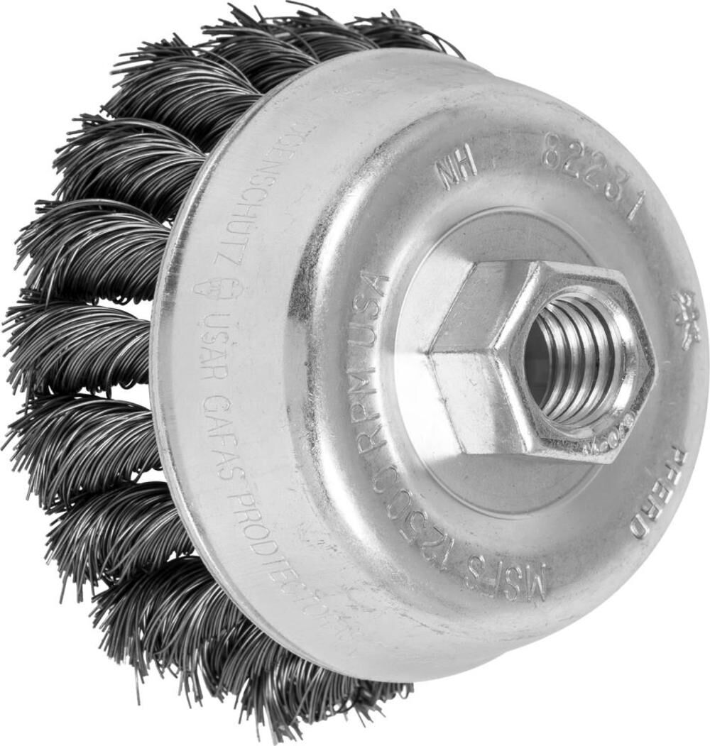 Pferd 3-1/2in Knot Wire Cup Brush - .014 CS Wire 5/8-11 Thread (ext.) - 82231P